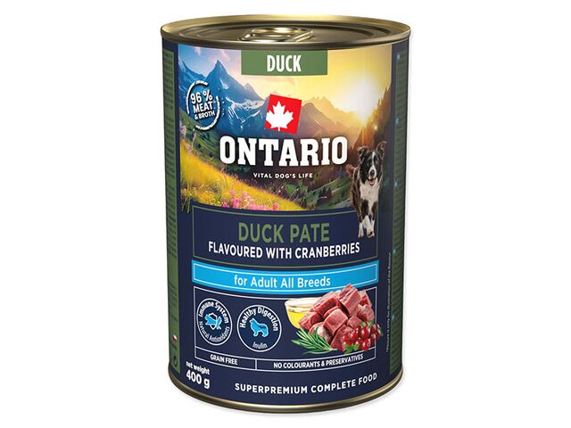 Obrázek produktu Konzerva Ontario Adult kachní pate s příchutí brusinek 400g