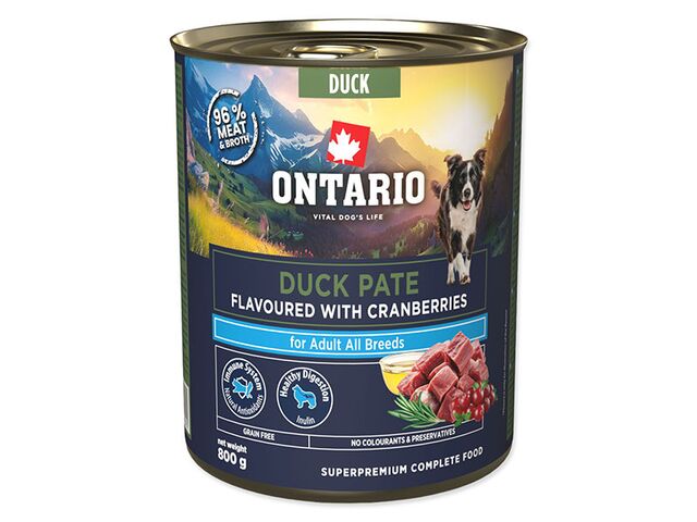 Obrázek produktu Konzerva Ontario Adult kachní pate s příchutí brusinek 800g