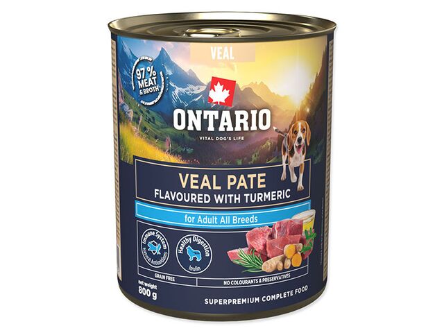 Obrázek produktu Konzerva Ontario Adult telecí pate s příchutí kurkumy 800g