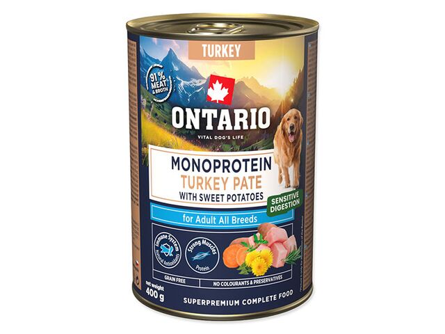 Obrázek produktu Konzerva Ontario Adult monoprotein krůtí pate s batáty 400g