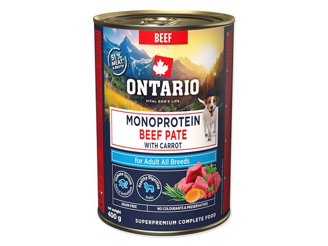 Obrázek produktu Konzerva Ontario Adult monoprotein hovězí pate s mrkví 400g