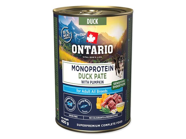 Obrázek produktu Konzerva Ontario Adult monoprotein kachní pate s dýní 400g