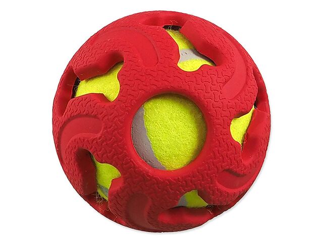 Obrázek produktu Míček Dog Fantasy gumový s tenisákem červený 7,5cm