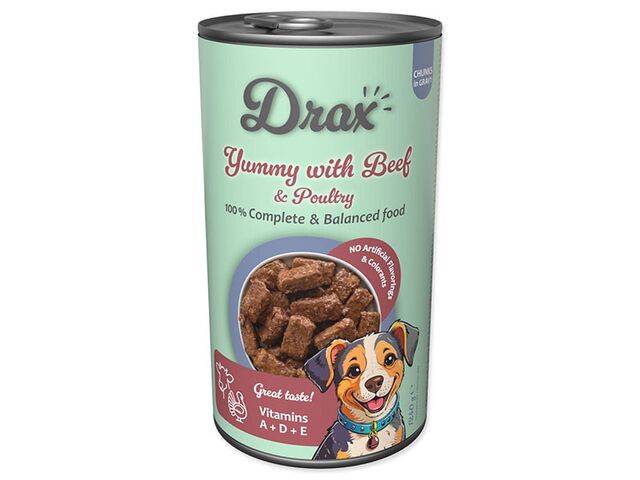 Obrázek produktu Konzerva Drax Adult s hovězím a drůbežím 1240g