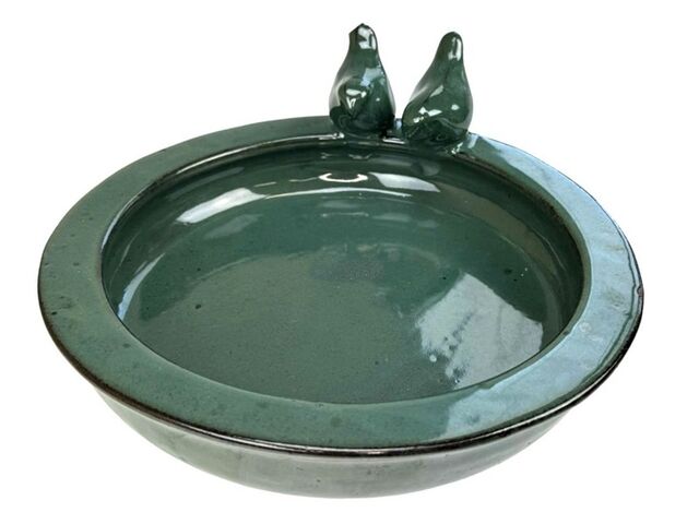 Obrázek produktu Pítko s ptáčky glazované pr.28cm, v.12cm, tmavě zelené