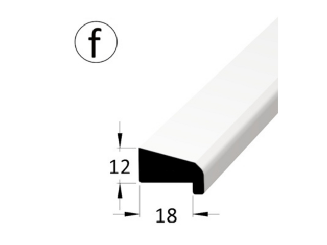 Obrázek produktu Lišta dveřní s polodrážkou, bílá fólie, 18x12mm, délka 240cm