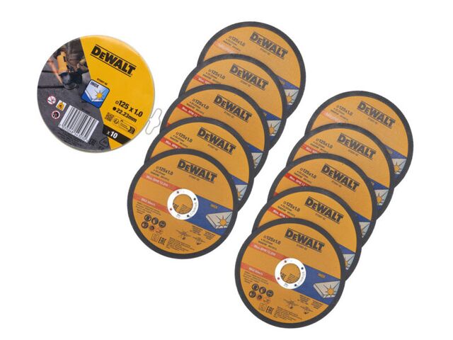 Obrázek produktu Sada řezných kotoučů 125 x 1,0 mm, 10 ks DeWALT