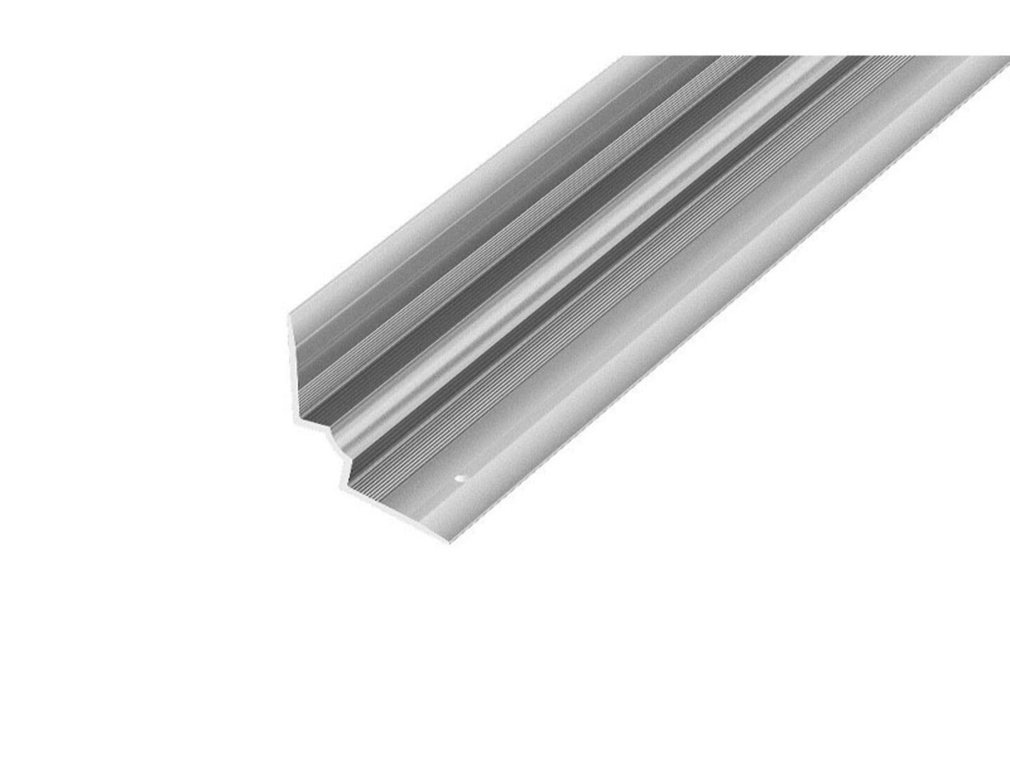 Roh schodový vnitřní 25x25mm pro vinylové podlahy výš. 5,5mm, stříbro, vrtaný,