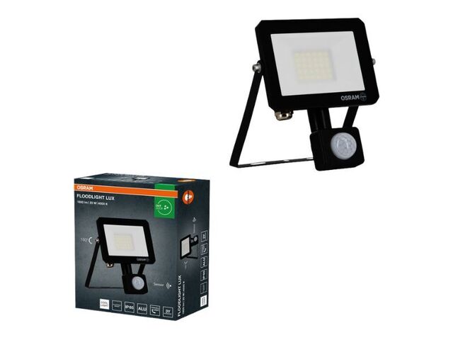 Obrázek produktu Reflektor LED 20 W, IP65, Floodlight lux, senzor, černá, 4000K Osram