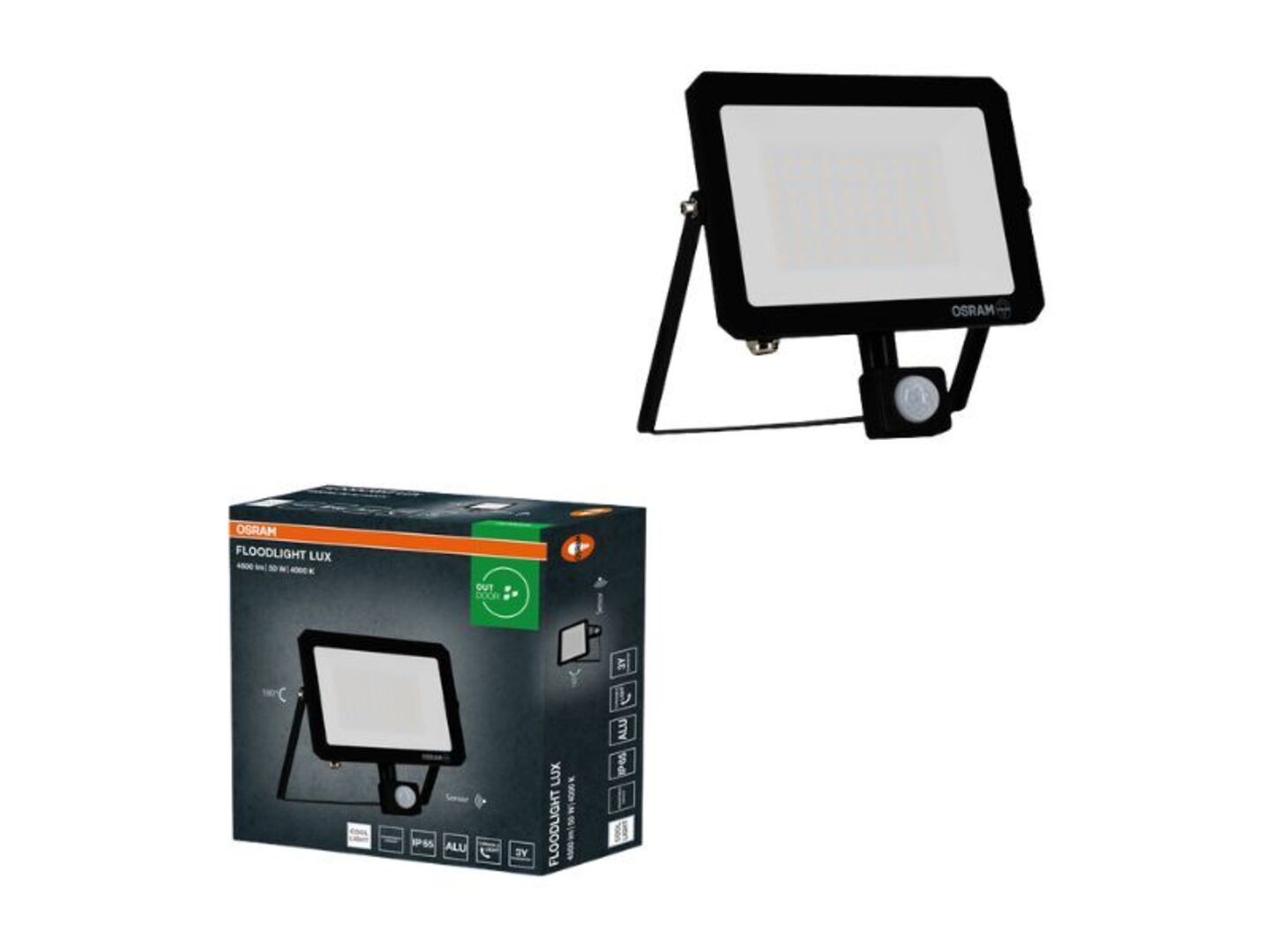 OSRAM Reflektor LED 50 W, IP65, Floodlight lux, senzor, černá, 4000K Osram