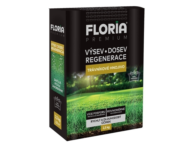 Obrázek produktu Hnojivo trávníkové pro výsevy, dosevy a regeneraci 2,5 kg, Floria