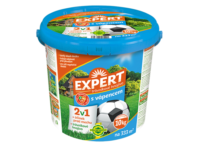 Obrázek produktu Hnojivo Expert trávníkové s vápencem 2v1, kyblík 10 kg