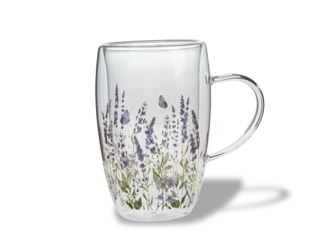 Obrázek produktu Termohrnek skleněný - levandule, 450 ml, 1/24