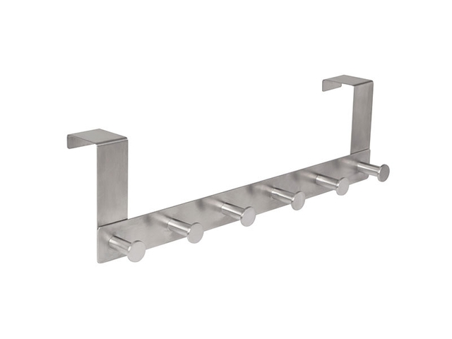 Obrázek produktu Věšák na dveře 6 háčků, zavěšení 2cm, nerez