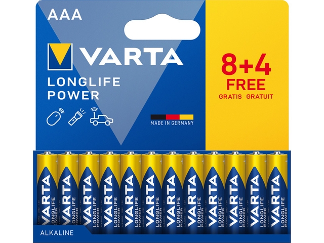 Obrázek produktu Baterie Longlife Power 8+4 AAA (Plastic free Wide blister)