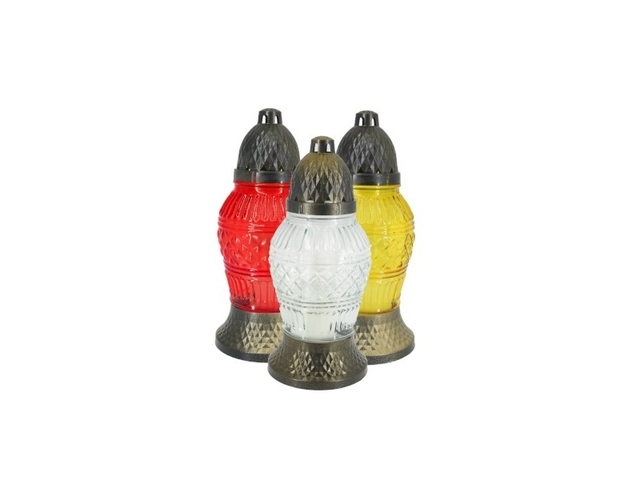 Obrázek produktu Lampa hřbitovní skleněná 190 vklad 80g v. 25cm mix