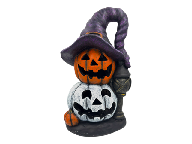 Obrázek produktu Dekorace MgO LED svítící dýně patrové Halloween 45cm barevná