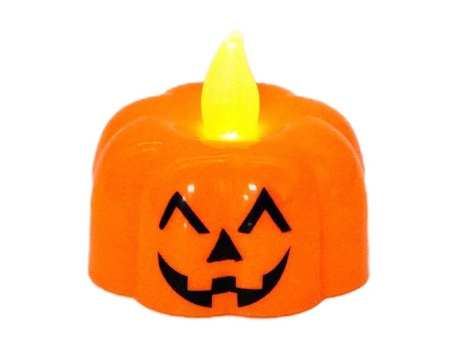 Obrázek produktu Svíčka plastová LED svítící dýně Halloween 4,7x4,7x4cm oranžová