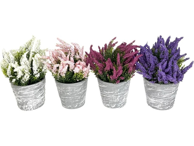 Obrázek produktu Vřes umělý 20cm v plastovém květináči mix barev