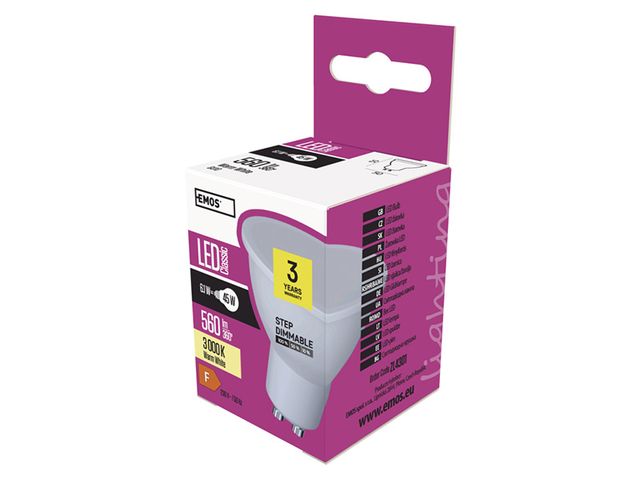 Obrázek produktu Žárovka LED CLS MR16 3×DIM 6,1W(45W) 560lm GU10 WW