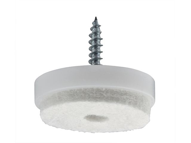 Obrázek produktu Kluzák filcový s vrutem pr. 28mm, bílý, 8 ks