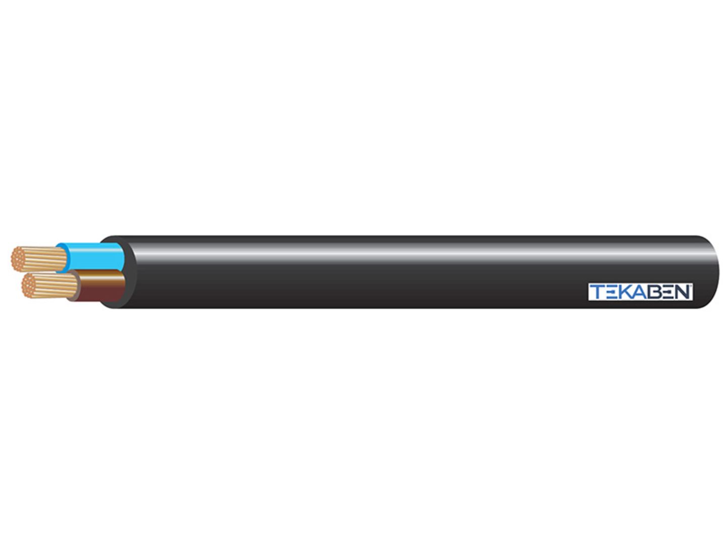 TEKABEN Kabel flexibilní černý H03VV-F 2x 0,75 mm2, 10 m