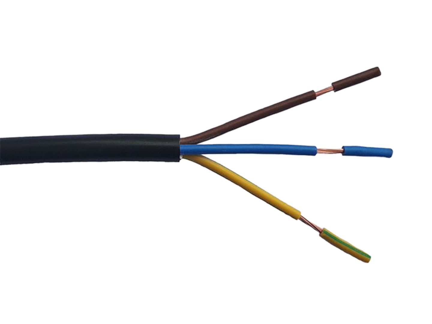 TEKABEN Kabel flexibilní černý H03VV-F 3x 0,75 mm2, 10 m