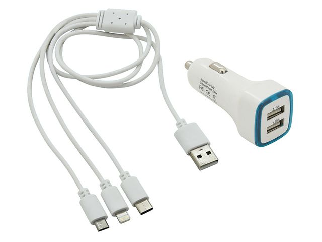 Obrázek produktu Nabíječka telefonu USB 3in1 (micro USB, iPhone, USB C)