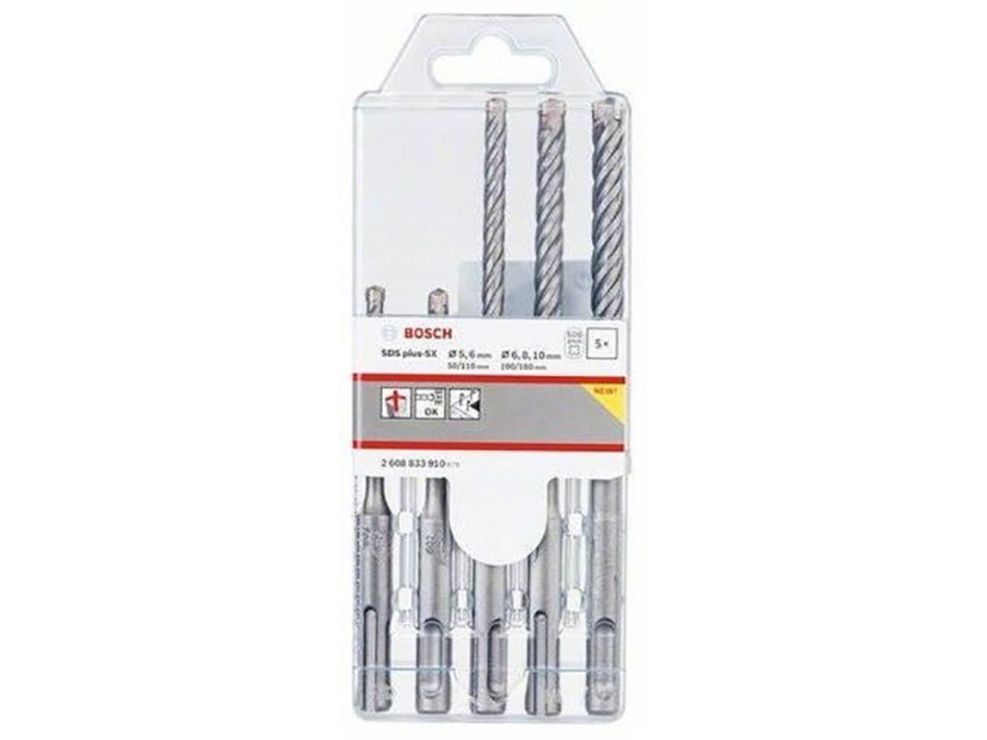 Sada 5dílná vrtáků SDS plus-5X 5,6, 6, 8, 10 mm