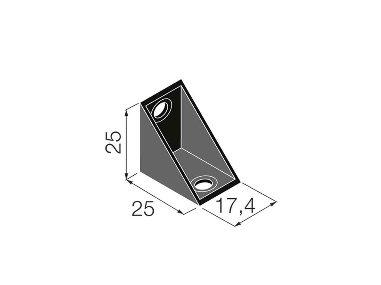Úhelník spojovací 25x25x17,4mm, plast, Black Edition, 8 ks