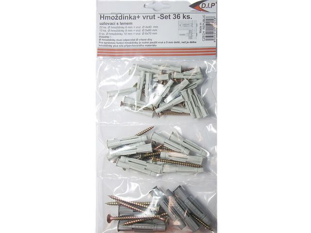 Obrázek produktu Hmoždinka uzlovací 6,8,10+vrut p36ks
