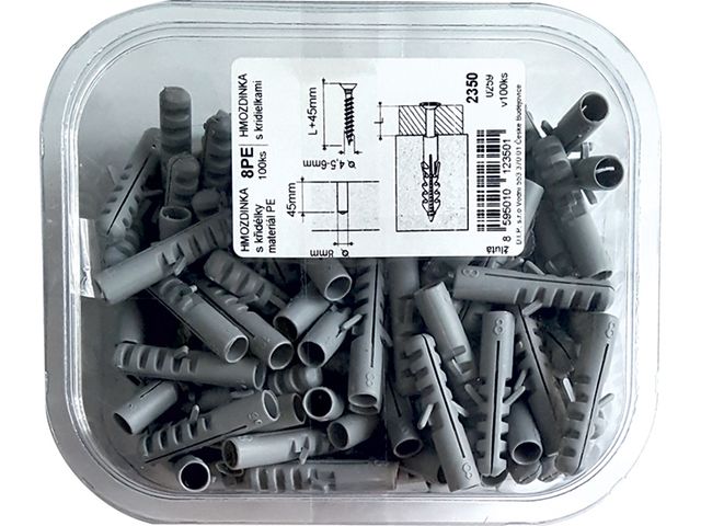 Obrázek produktu Hmoždinka s křidélky 8 PE válec 100ks