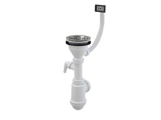 Sifon dřezový s nerezovou mřížkou pr.115, flexi přepadem a přípojkou