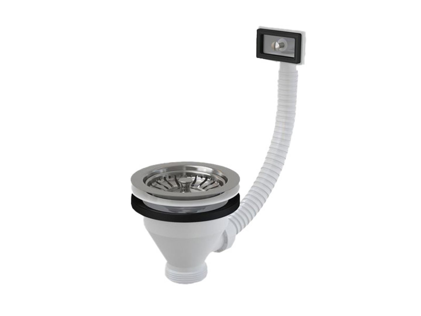 Alcadrain Výpust dřezová 6/4 s nerezovu mřížkou pr.115 a flexi přepadem
