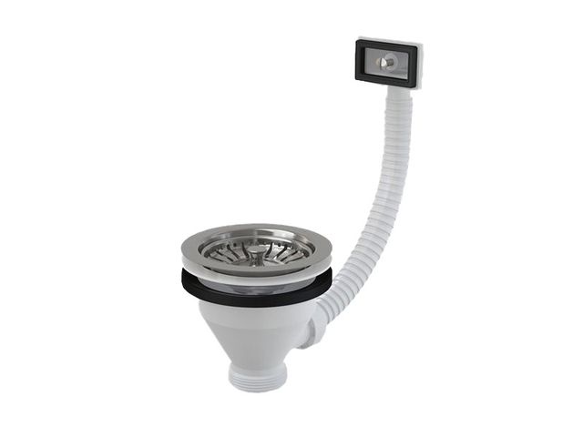 Obrázek produktu Výpust dřezová 6/4 s nerezovu mřížkou pr.115 a flexi přepadem