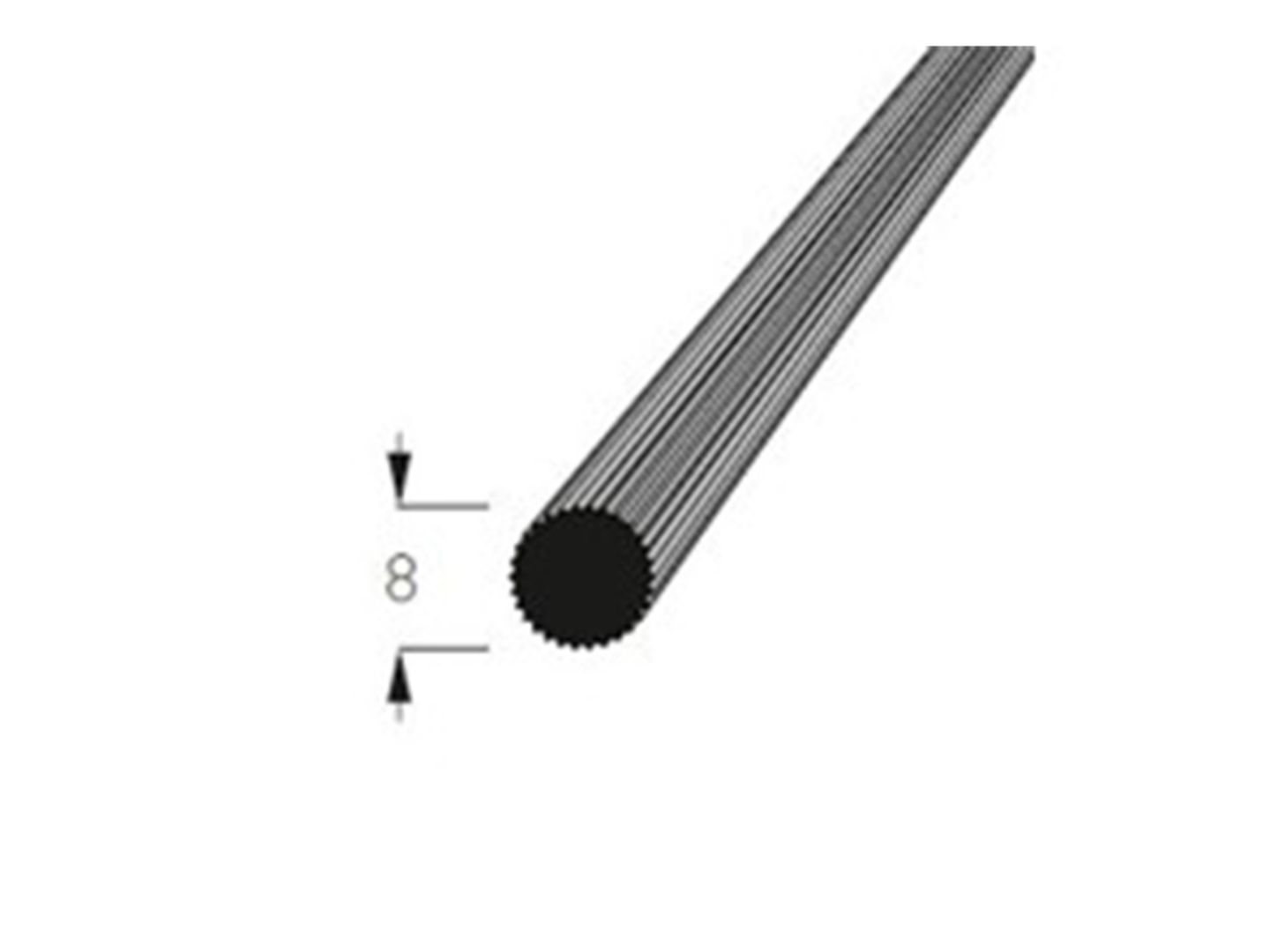 Lišta kruhová vroubkovaná buk, prům.8mm, délka 70cm