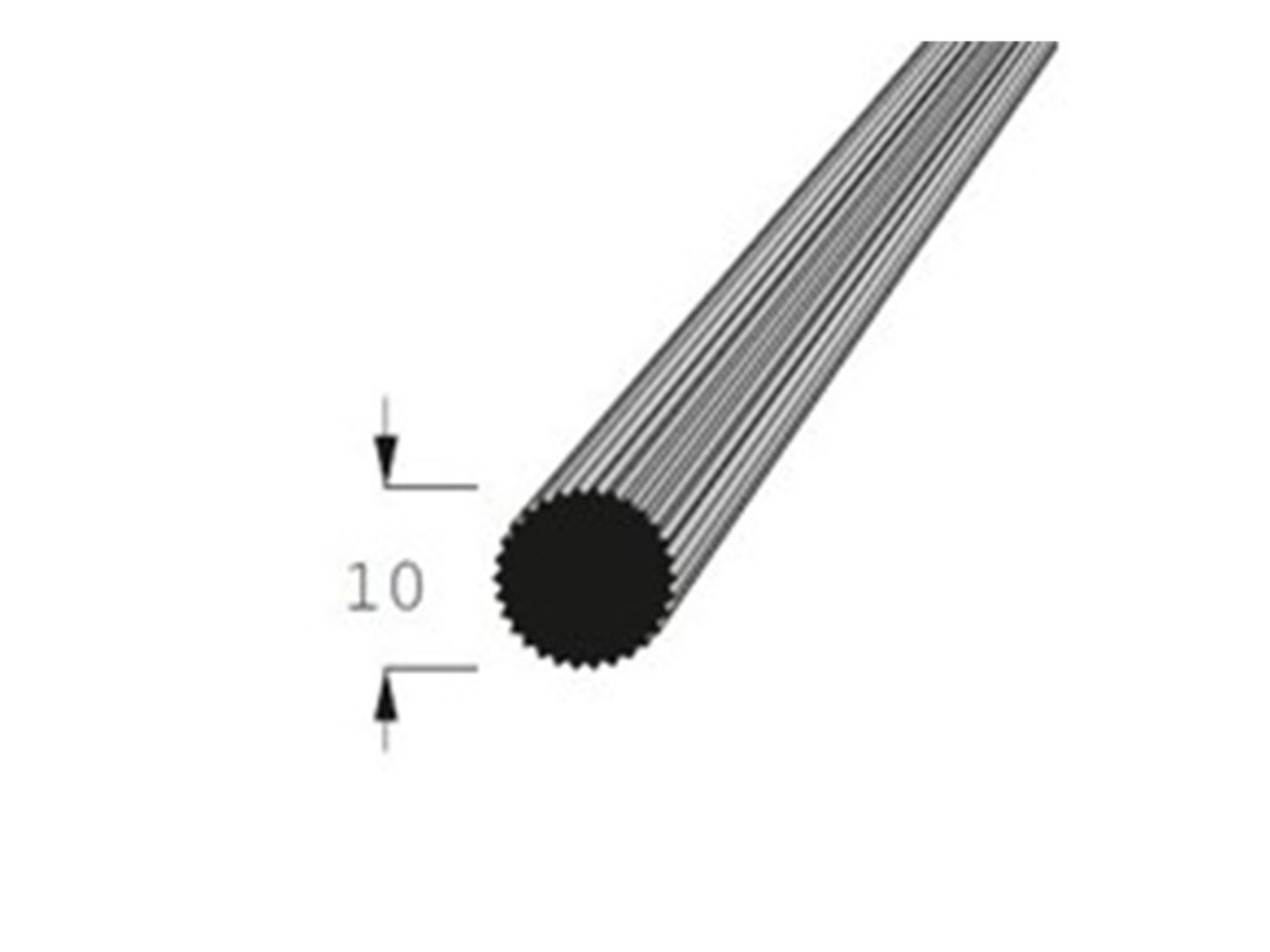 Lišta kruhová vroubkovaná buk, prům.10mm, délka 70cm