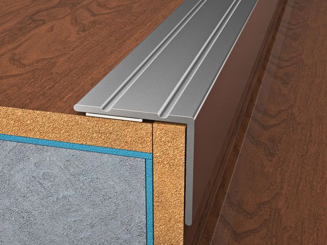 Obrázek produktu Profil schodový, 25x20mm, hliník, Ořech, samolepící, 2,7m