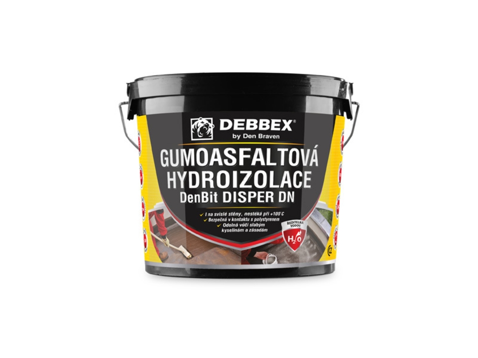 Hydroizolace gumoasfaltová DenBit disper DN 10kg. EAN: 8595100133281