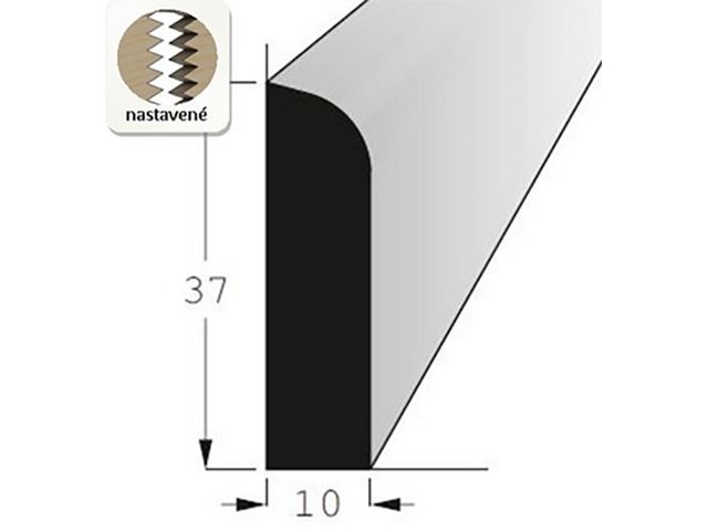 Obrázek produktu Lišta rohová vnitřní smrk 37x10mm, délka 240cm, nastavovaná