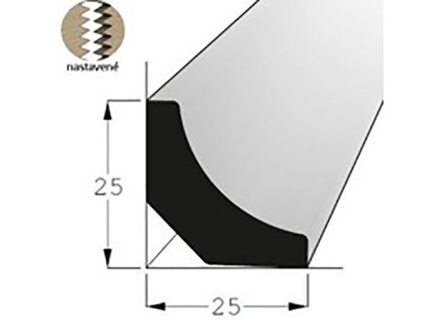 Obrázek produktu Lišta rohová vnitřní RVI smrk 25x25mm, délka 240cm, nastavovaná
