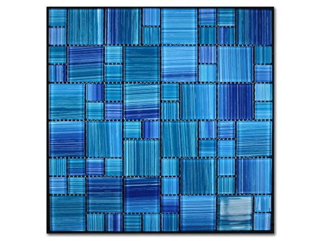 Obrázek produktu Mozaika skleněná šrafovaná modrý mix 300x300mm