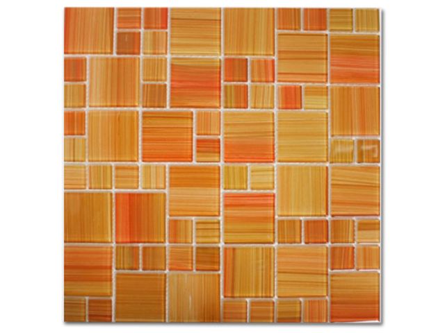 Obrázek produktu Mozaika skleněná šrafovaná oranžový mix 300x300mm