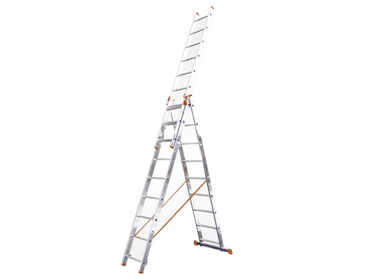 ALVE Žebřík hliníkový trojdílný univerzální, 3 x 9 příček Helper, nosnost 150 kg