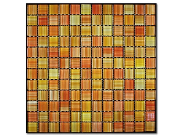 Obrázek produktu Mozaika skleněná šrafovaná malá oranžová 300x300x4mm