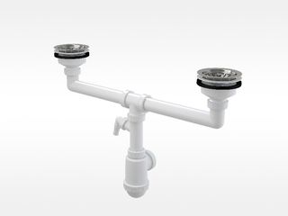 Sifon pro dvoudřez s nerezovými mřížkami pr.115 a přípojkou