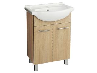 Skříňka s umyvadlem Ema 55, dekor dřevo , na nožičkách