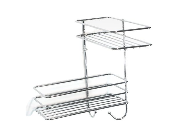Obrázek produktu Polička drátěná, rohová, 2 patra 26,5x26,5x31 cm