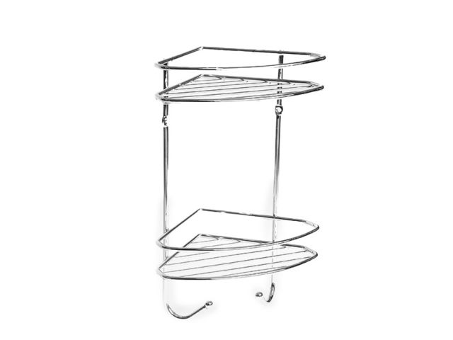 Obrázek produktu Polička drátěná s háčky, 2 patra 30,7x16,5x33,5 cm