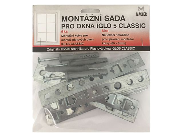 Obrázek produktu Sada pro montáž plastových oken IGLO 5, bal. 6ks kotva + 6ks hmožinka